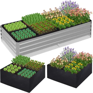 2 Pack 4x4x1ft Fabric Raised Garden Bed,Non-woven Plant Grow Bags,Garden Bags to Grow Vegetables,Cloth Raised Beds for Gardening,Square Foot Gardening Grid Containers for Vegetables Flowers Herbs