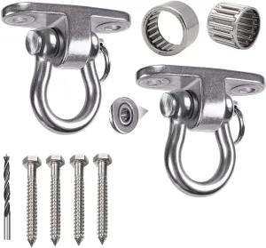 2 Sets of Silent Bearing Swing Hangers,Heavy Duty 180° Rotate Swing Swivel Hook, 1500LB Capacity Wooden Concrete Playground Yoga Hammock Chair Rope Punching Bag Porch Swing Sets