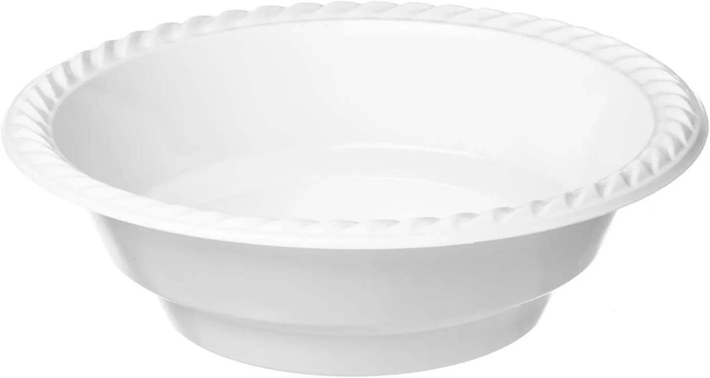 [200 Count] Disposable Plastic White 18 oz Heavy Weight Bowls, Great For Weddings, Home, Office, School, Party, Picnics, Take-out, Fast Food, Outdoor, Events, Or Every Day Use