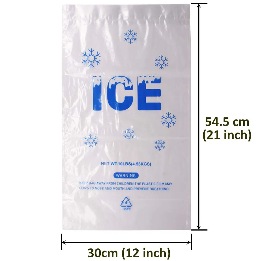 200 PACK 10 lb. Drawstring Ice Bags 12 x 21 Inch Heavy-Duty Plastic Ice Bags with Draw String (2mil Thickness)