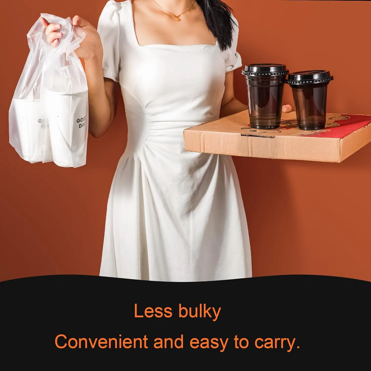 200 Pcs Drink Carrier for Delivery, Clear Plastic Carrier with Handle for Coffee/Tea/Juice, Portable Take Out Bags (1 and 2 Cups, 200Pack)