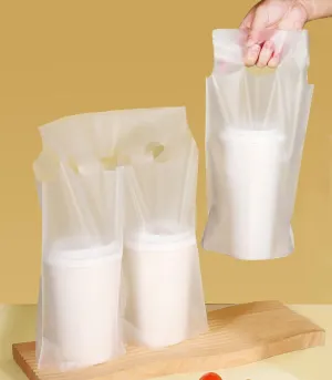200 Pcs Drink Carrier for Delivery, Clear Plastic Carrier with Handle for Coffee/Tea/Juice, Portable Take Out Bags (1 and 2 Cups, 200Pack)