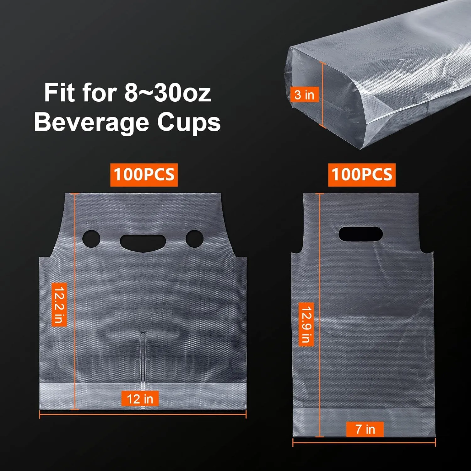 200 Pcs Drink Carrier for Delivery, Clear Plastic Carrier with Handle for Coffee/Tea/Juice, Portable Take Out Bags (1 and 2 Cups, 200Pack)