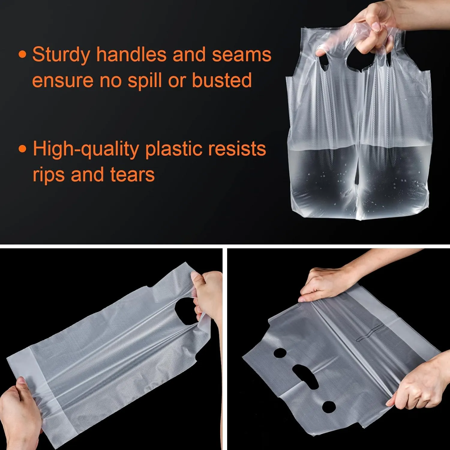 200 Pcs Drink Carrier for Delivery, Clear Plastic Carrier with Handle for Coffee/Tea/Juice, Portable Take Out Bags (1 and 2 Cups, 200Pack)