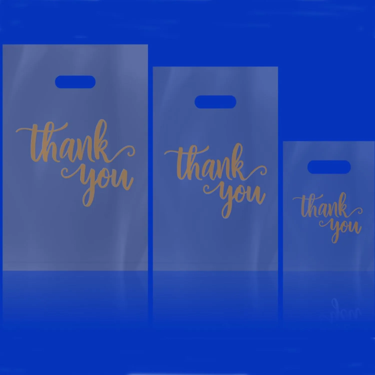 200Pcs Clear Thank You Shopping Bags for Small Business with Handles, 3 Size Iclude 13.8x9.8 In, 11.8x7.9 In, 7.9x5.9 In, Retail shopping bags for Craft Shows, Clothes, Party Favors (Clear)