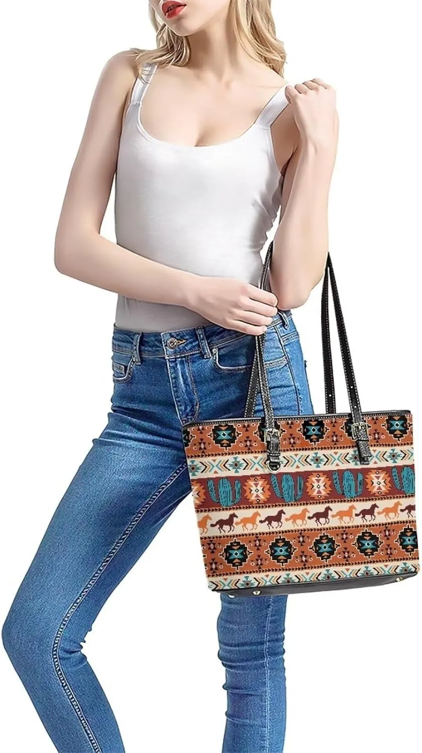 2024 Western Aztec Print Handbags For Women Purses And Handbags 2 Piece Tote Bag Large Capacity Travel Totes