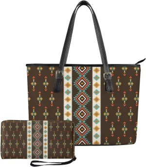 2024 Western Aztec Print Handbags For Women Purses And Handbags 2 Piece Tote Bag Large Capacity Travel Totes