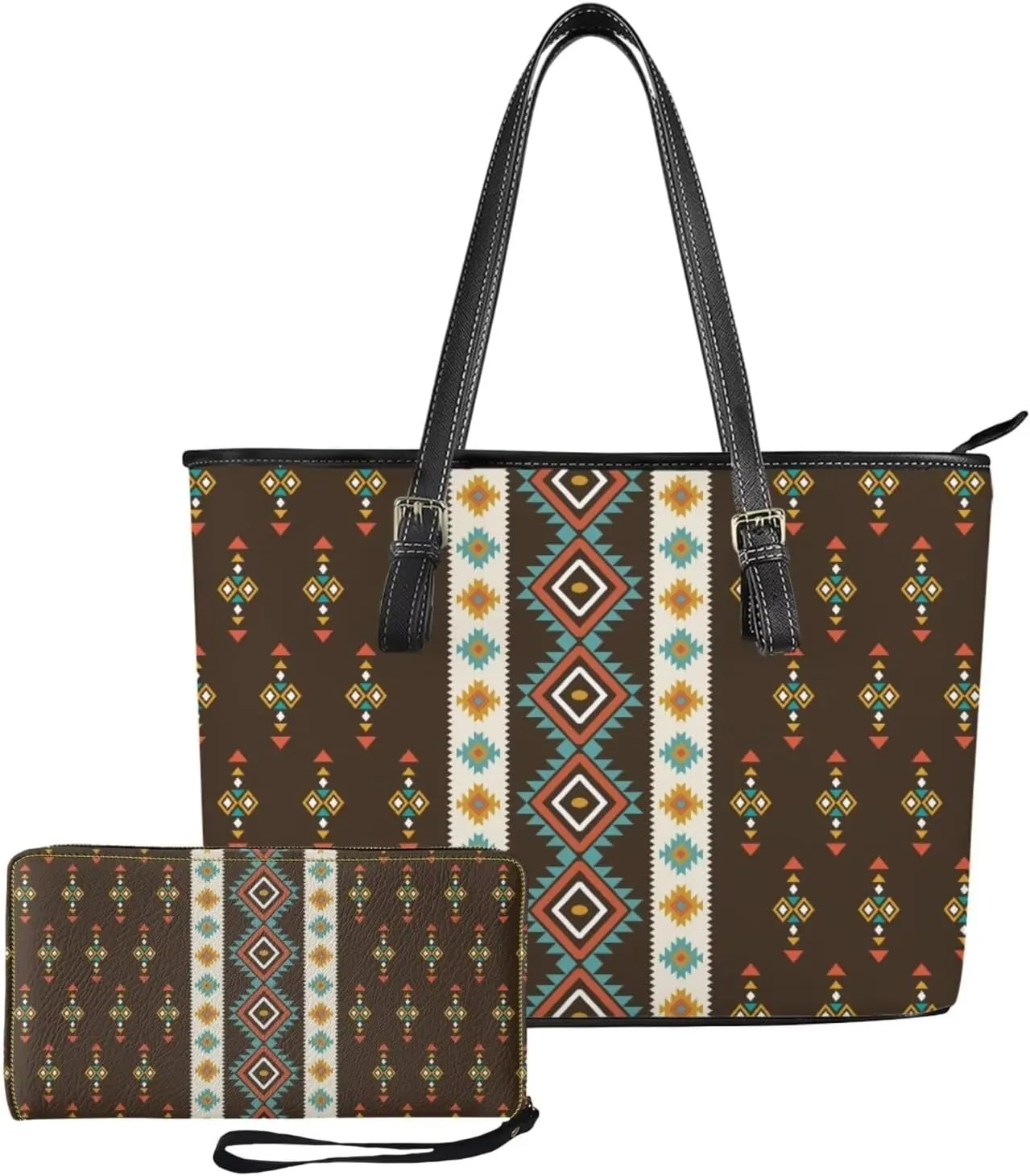 2024 Western Aztec Print Handbags For Women Purses And Handbags 2 Piece Tote Bag Large Capacity Travel Totes