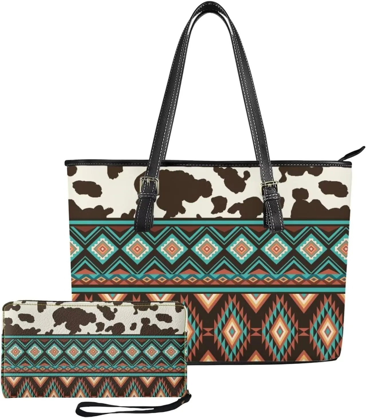 2024 Western Aztec Print Handbags For Women Purses And Handbags 2 Piece Tote Bag Large Capacity Travel Totes