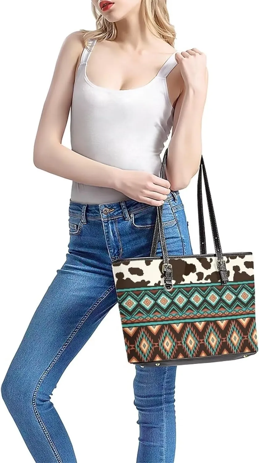 2024 Western Aztec Print Handbags For Women Purses And Handbags 2 Piece Tote Bag Large Capacity Travel Totes