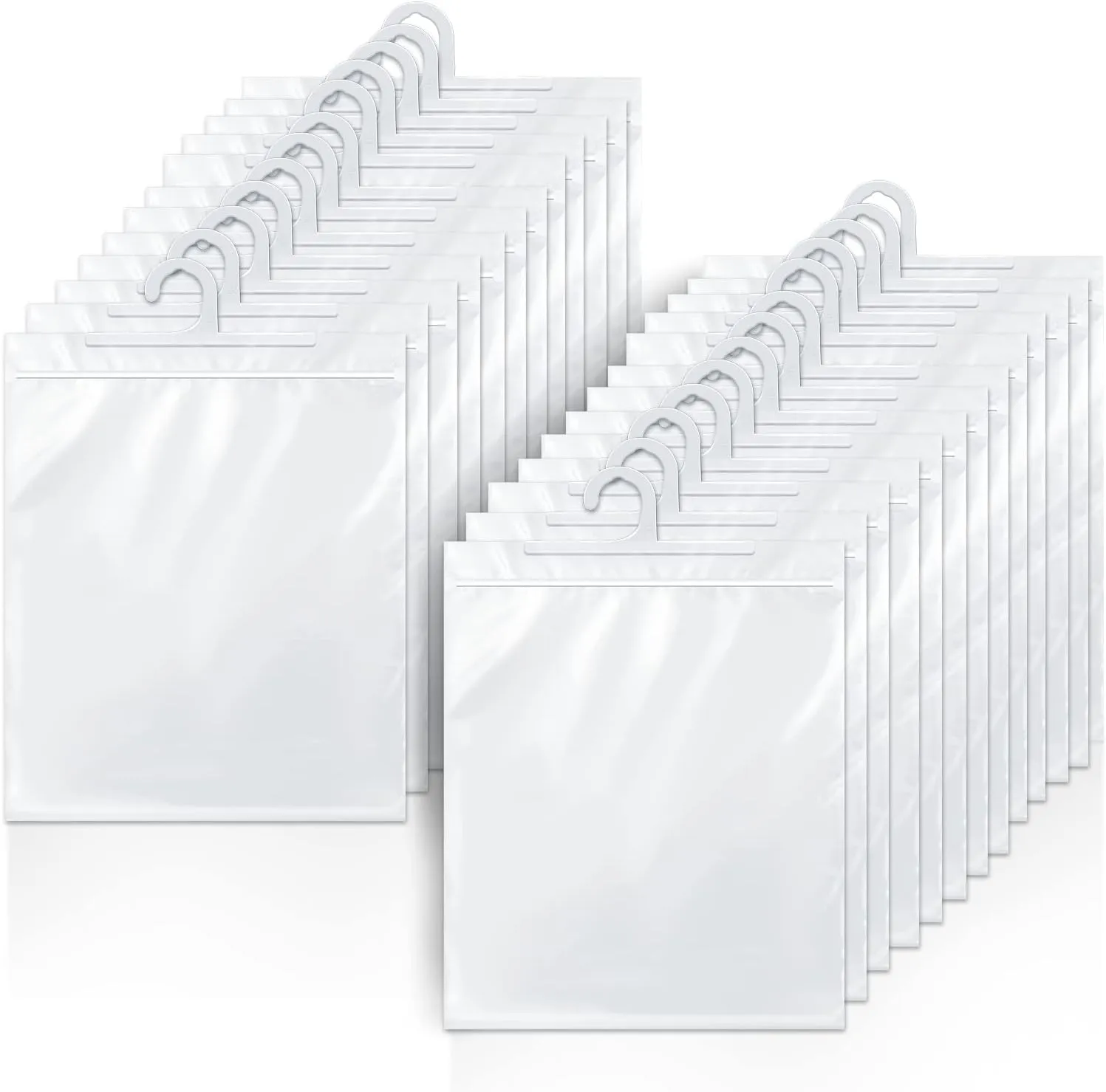 24 Pack Hanging Storage Bags, Large Hook 10 x 12.5-inch Clear Plastic Bags for Classroom, Library, and Pharmacy Use