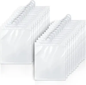 24 Pack Hanging Storage Bags, Large Hook 10 x 12.5-inch Clear Plastic Bags for Classroom, Library, and Pharmacy Use