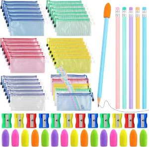 240 Pcs Back to School Supplies Bulk for Students Unsharpened Pencils Wooden Pencils Backpack Essentials Include 120 HB Pencils 60 Eraser 30 Mesh Zipper Pouch Bags and 30 Pencil Sharpener