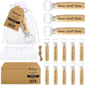 25 Set Housewarming Party Favors for Guests Sweet Home Bottle Opener Wooden Bottle Openers with Thank You Cards House Warming Return Gifts with Organza Bags New Home Real Estate Decorations