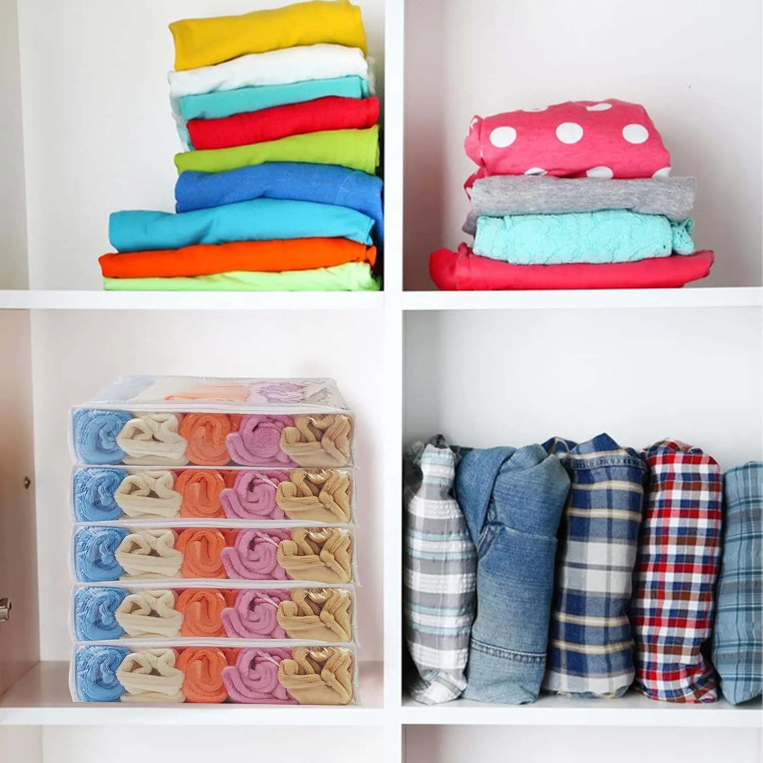 25Pcs Clear Vinyl Zippered Storage Bags，Blankets Storage Bags Plastic Storage Bags for Sweater Clothes Bed Sheet Organizer with Zipper for Closet Linen Sweater Bed Sheet Pillow