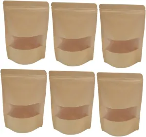 25Pcs Zipper Self Sealing Bags with Window for Tea Snacks Food Grade Packaging for Treats and Dried Foods