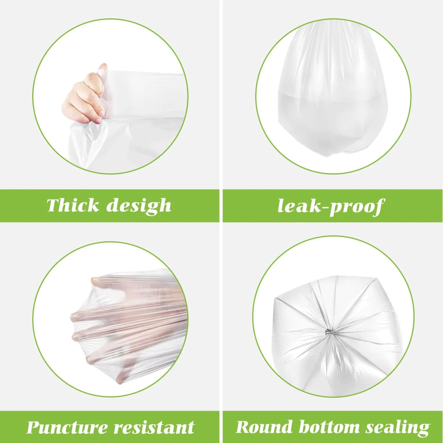 2.6 Gallon 330 Counts Strong Trash Bags Garbage Bags by Teivio, Bathroom Trash Can Bin Liners, Small Plastic Bags for home office kitchen (Clear)