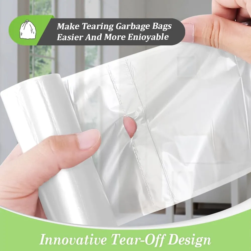 2.6 Gallon 330 Counts Strong Trash Bags Garbage Bags by Teivio, Bathroom Trash Can Bin Liners, Small Plastic Bags for home office kitchen (Clear)