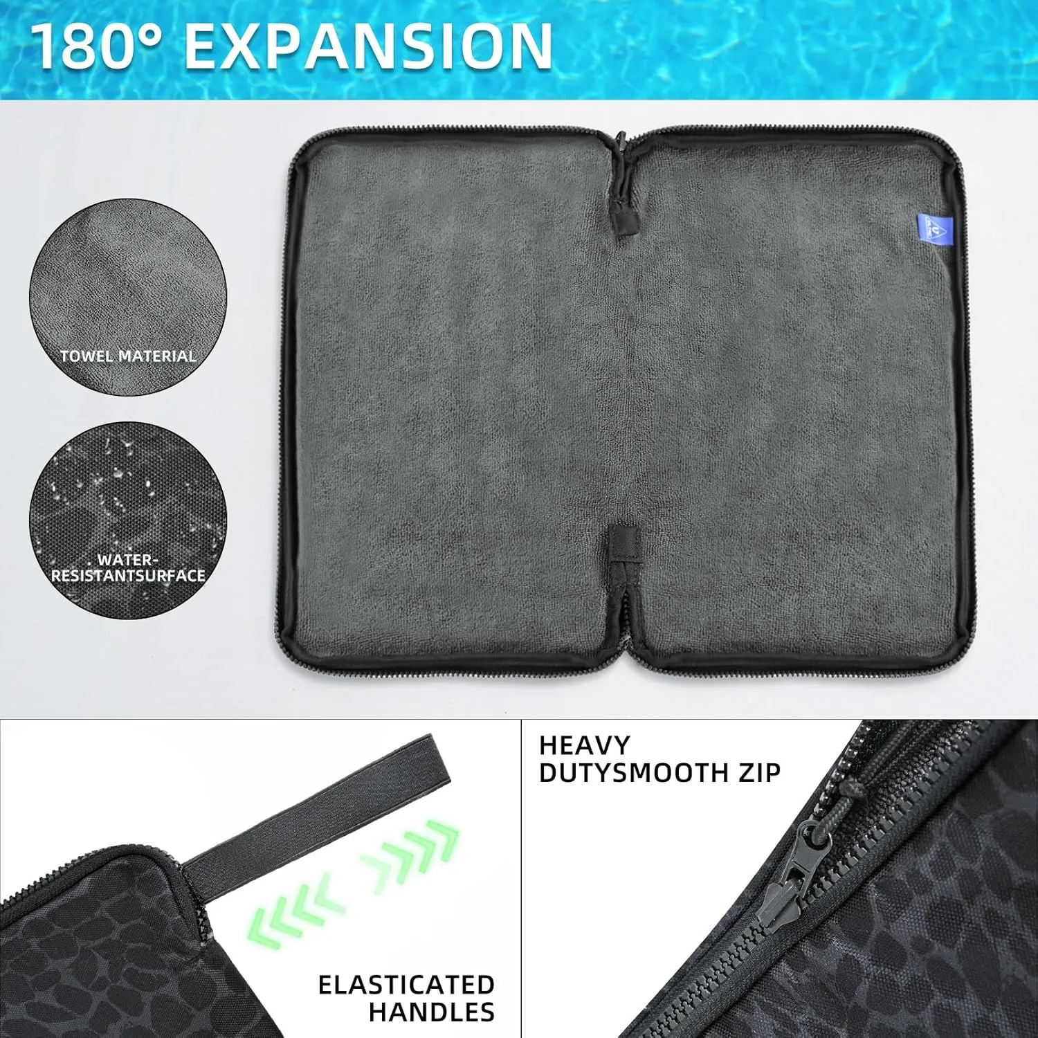 2IN1 Wet Bag, Wet Bag for Swimsuit Embedded Towel,Waterproof Swimsuit Bag,Wet Clothes Bag,Cloth Diapers,Dry Bag Gym Beach Pool Travel Essentials Machine Washable