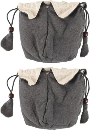 2pcs Cotton Linen Teapot Bag Tea Bags Duffel Bags for Traveling Duffle Bag for Travel Drawstring Storage Bag Organizer Bags for Travel Teacups Bag Portable Teaware Bag Teapot Pouch Hoement