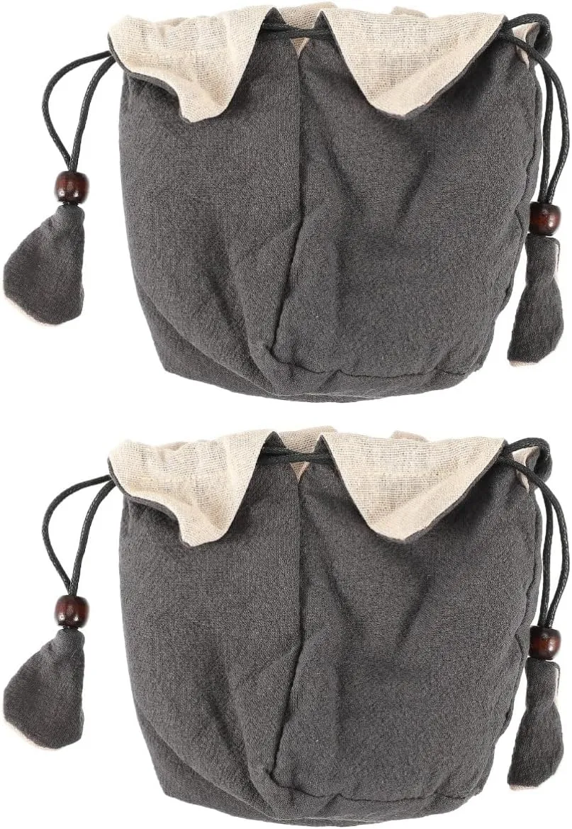 2pcs Cotton Linen Teapot Bag Tea Bags Duffel Bags for Traveling Duffle Bag for Travel Drawstring Storage Bag Organizer Bags for Travel Teacups Bag Portable Teaware Bag Teapot Pouch Hoement