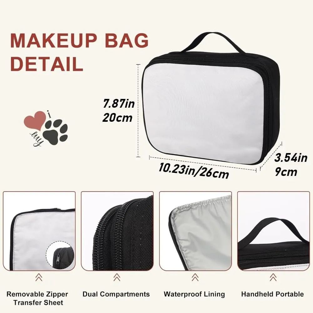 2pcs Sublimation Blanks Makeup Bag,Sublimation Blanks Cosmetic Bag Makeup Bag Bulk Travel Toiletry Bag With Zipper Pouch Insulated Lunch Bag Heat Transfer Removable Sublimation Bags for DIY Craft