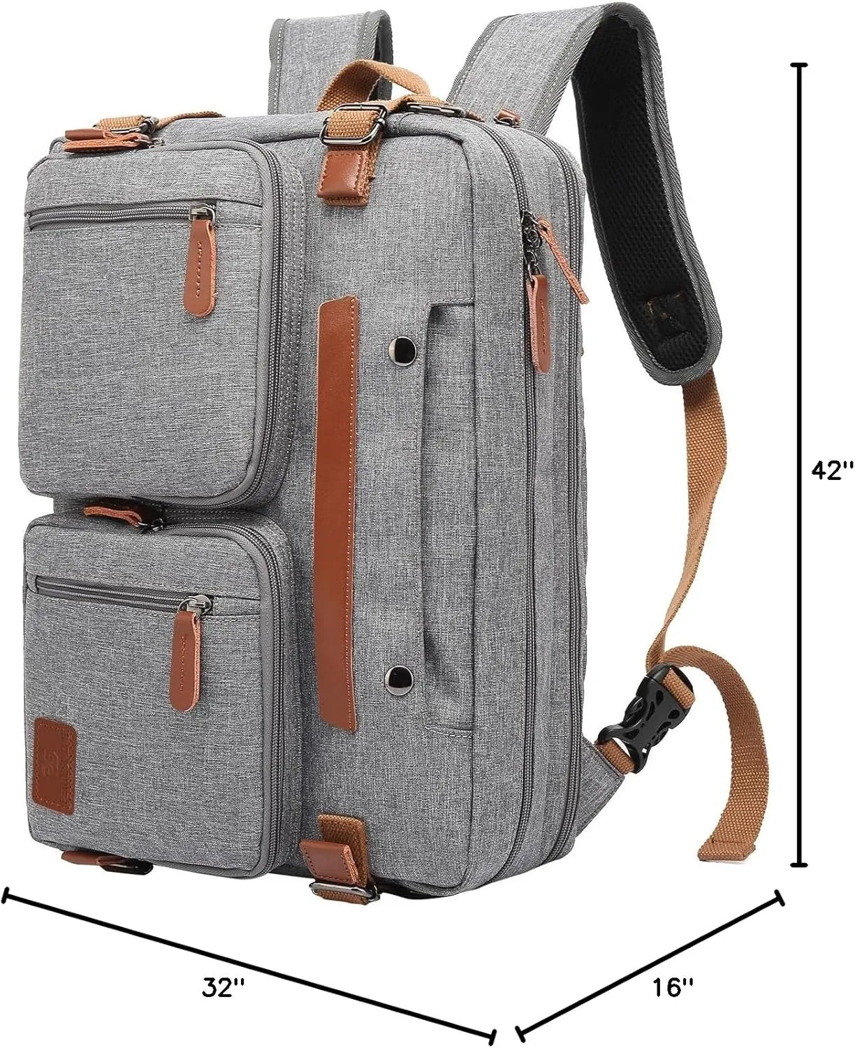3 in 1 Computer Backpack for Men - 17.3 Inch Laptop Work Bag, Briefcase - Grey