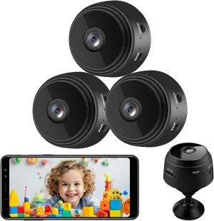 3 Pack Hidden Spy Camera, WiFi Mini HD 1080P Wireless Camera for Home Office Security, Small Nanny Cam with Motion Sensor Night Vision, APP Control Camera for Baby, Pets(Video Only)