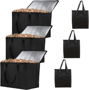 3 Pack Wood Pellet Storage Containers,20LBs Stay Dry Pellet Bin Smoker Pellet Dispenser for Smoker, Waterproof Fuel Pellet Storage Bag, Grill Pellet Storage Container for Charcoal,Outdoor