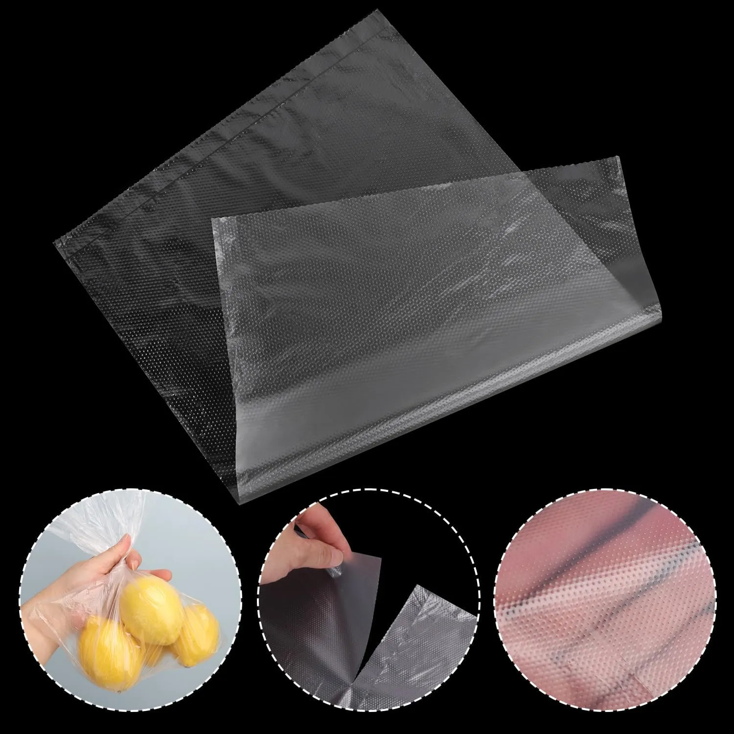 3 Roll Food Storage Bags (8 x 12 in - 1920 PCS), Plastic Roll Bags, Food Storage Roll Bags for Fresh Produce, Fruits, and Vegetables, Durable and Convenient by KUKLIPJIM., Clear