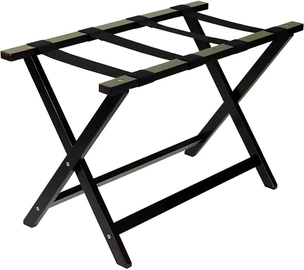 30-inch Wooden Luggage Rack Heavy-Duty Extra Wide Foldable Suitcase Stand for Guest Room Hotel Bedroom Travel Portable Bag Holder Storage Organizer, Espresso Finish