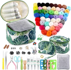 304PCS Needle Felting Kit, Wool Roving 50 Colors Set, Needle Felting Starter Kit, Needle Wool Felting Tools Kit with 2 Exquisite Storage Bags, Wool Felt Tools for Felted Animal Needle Felting Supplies