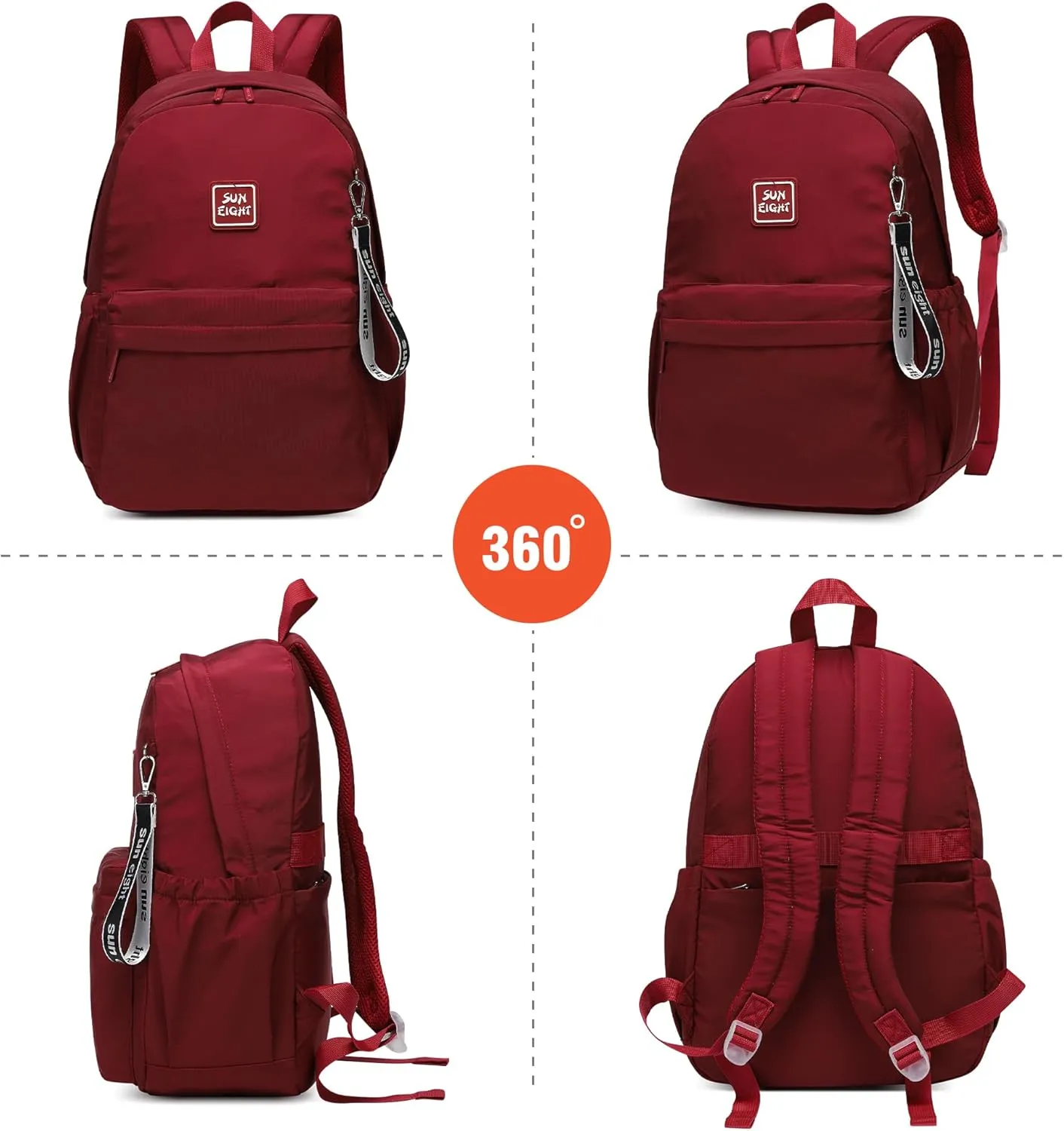 30L Waterproof School Backpack for Girls 6-18 Years Large Capacity Lightweight Bookbag for Elementary to High School Durable Travel Backpack with Adjustable Straps(Bright Red)
