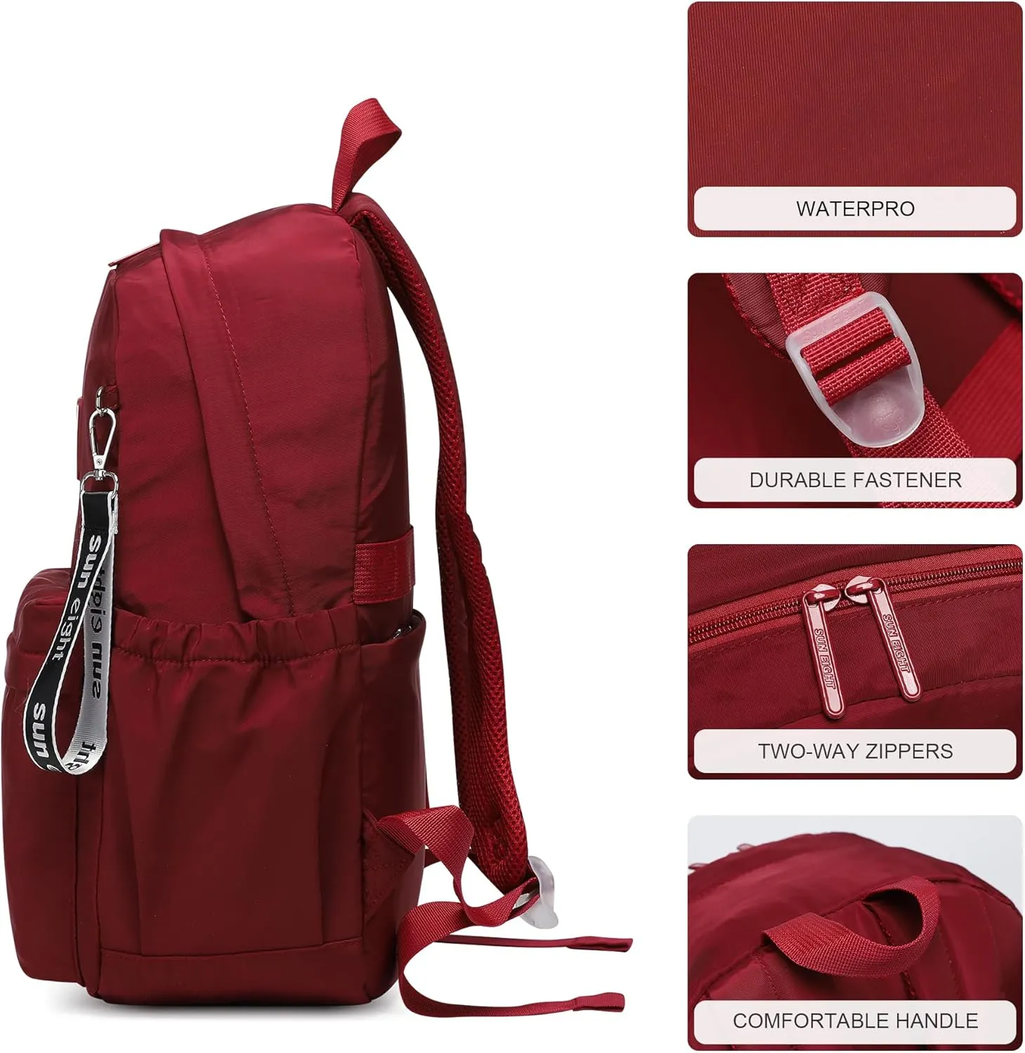 30L Waterproof School Backpack for Girls 6-18 Years Large Capacity Lightweight Bookbag for Elementary to High School Durable Travel Backpack with Adjustable Straps(Bright Red)