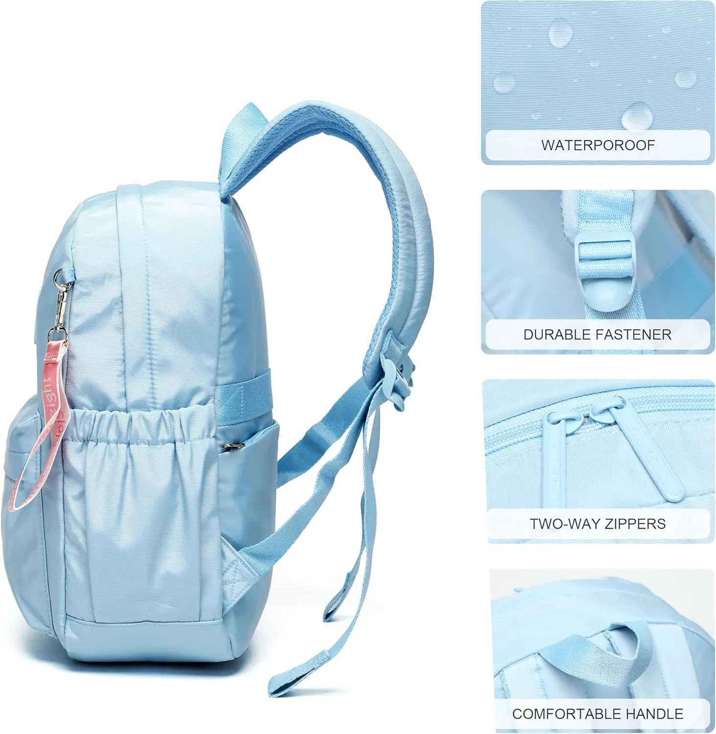 30L Waterproof School Backpack Girls and Boys 6-18 Years Large Capacity Lightweight Bookbag for Elementary to High School Durable Travel Backpack with Adjustable Straps (Blue)