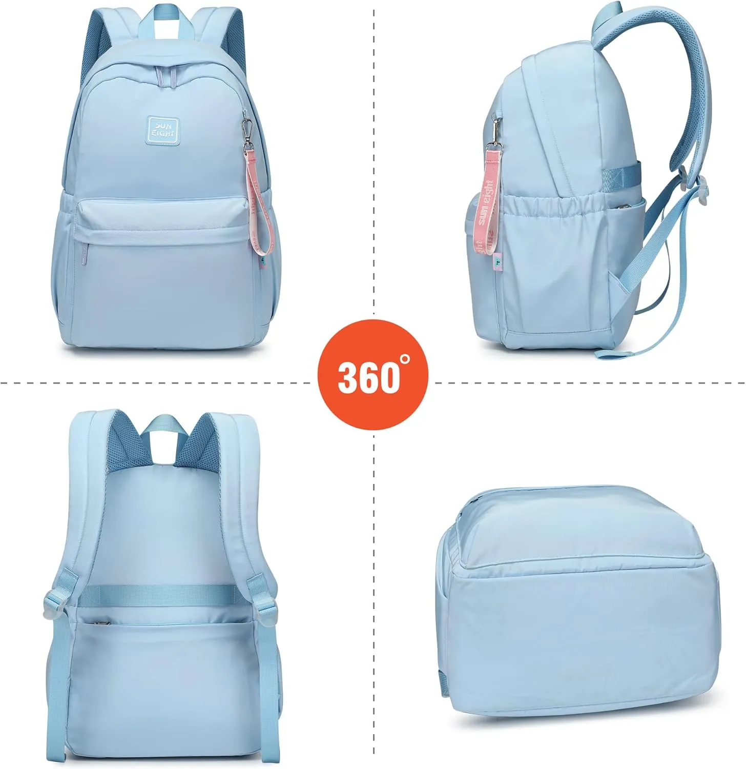30L Waterproof School Backpack Girls and Boys 6-18 Years Large Capacity Lightweight Bookbag for Elementary to High School Durable Travel Backpack with Adjustable Straps (Blue)