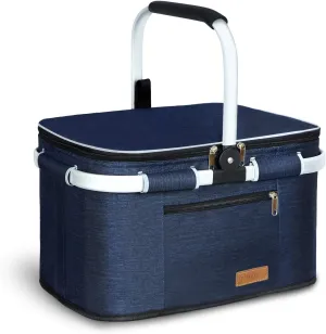 35L Picnic Basket 2 Layers of Internal Pockets Leak-Proof and Insulated Folding, Internal Support Does Not Collapse for Women
