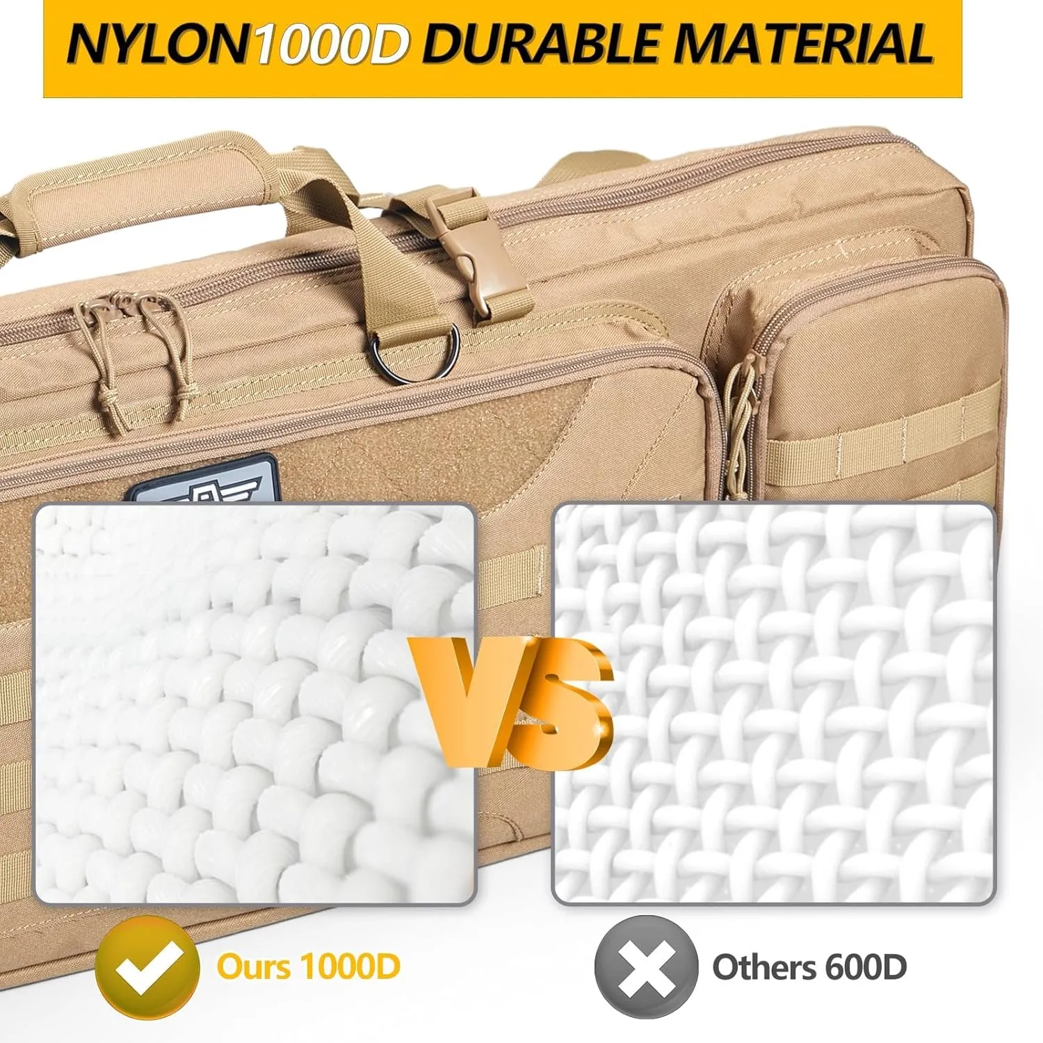 36" 42" 48" Double Long Gun Bag Nylon 1000D Soft Case Backpack Rifle Shotgun Pistol Transportation for Hunting Shooting Range, Firearm Transportation with Lockable Zipper and Molle System