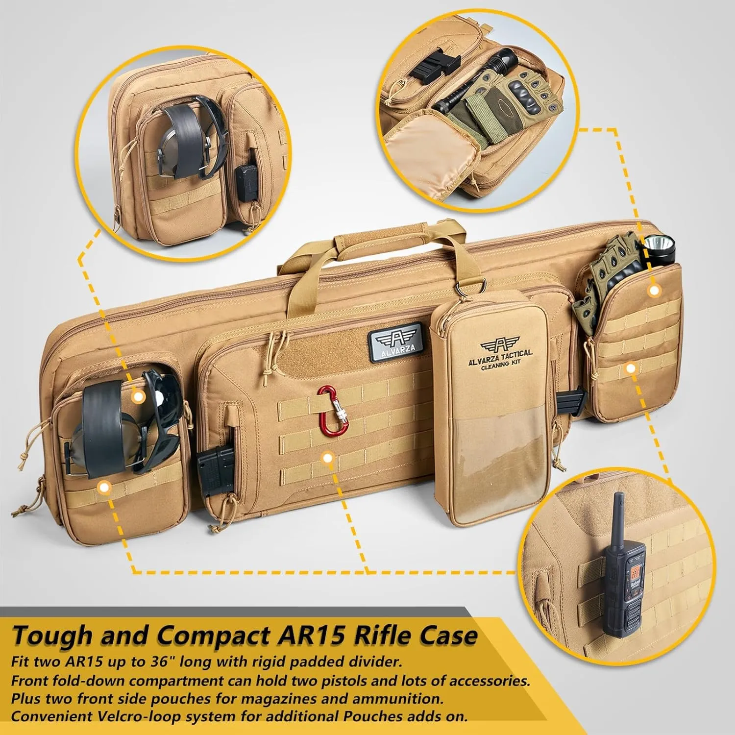 36" 42" 48" Double Long Gun Bag Nylon 1000D Soft Case Backpack Rifle Shotgun Pistol Transportation for Hunting Shooting Range, Firearm Transportation with Lockable Zipper and Molle System