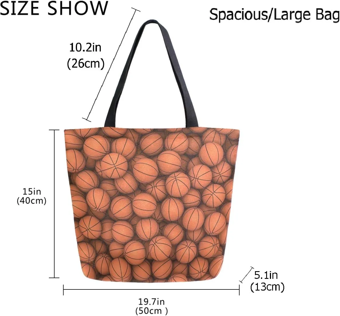 3D Stylish Basketballs Printed Extra Large Canvas Market Beach Travel Reusable Grocery Shopping Tote Bag Portable Storage HandBags