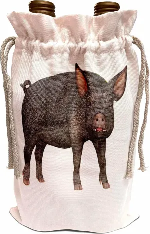 3dRose Grey pig turned to the left and looking to front - Wine Bags (wbg-376285-1)