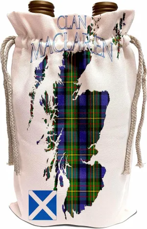 3dRose Outline of Scotland with the MacLaren clan family tartan. - Wine Bags (wbg-380098-1)