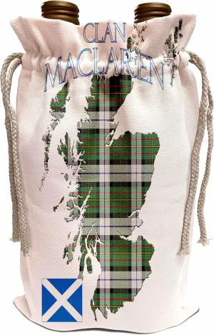 3dRose Outline of Scotland with the MacLaren Dress clan family tartan. - Wine Bags (wbg-380097-1)