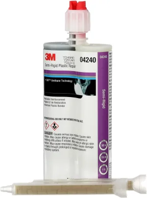3M Semi-Rigid Plastic Repair 04240, Strong Adhesion, Long Lasting, Fast Curing, Dual Syringe, 200 mL Cartridge