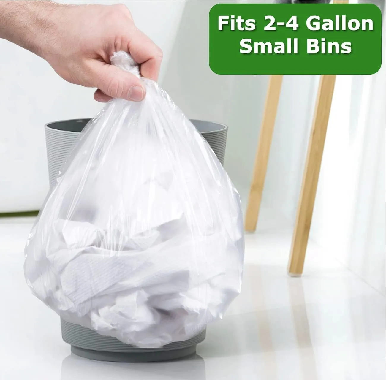 4 Gallon (15 Liter) Trash Bag (400 Count) Small Bathroom 4 Gallon Garbage Bags Clear Plastic Wastebasket Trash Can Liners for Home and Office Bins (400 Count)