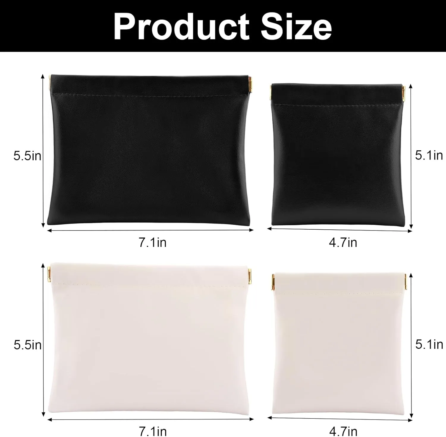 4 PCS Ladies Small Makeup Bag for Purse,Small Makeup Pouch Purse,Mini Cosmetic Bag for Travel,Pouchic Snap Closure Pouches,Portable Travel Pouch with Quick Access Design,Stylish,Durable(Black Cream)