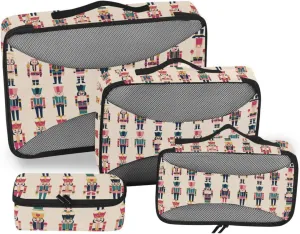4 Pcs set organizer bags set Mesh Travel Essentials Boho Simple Style Nutcracker expandable cubes for packing