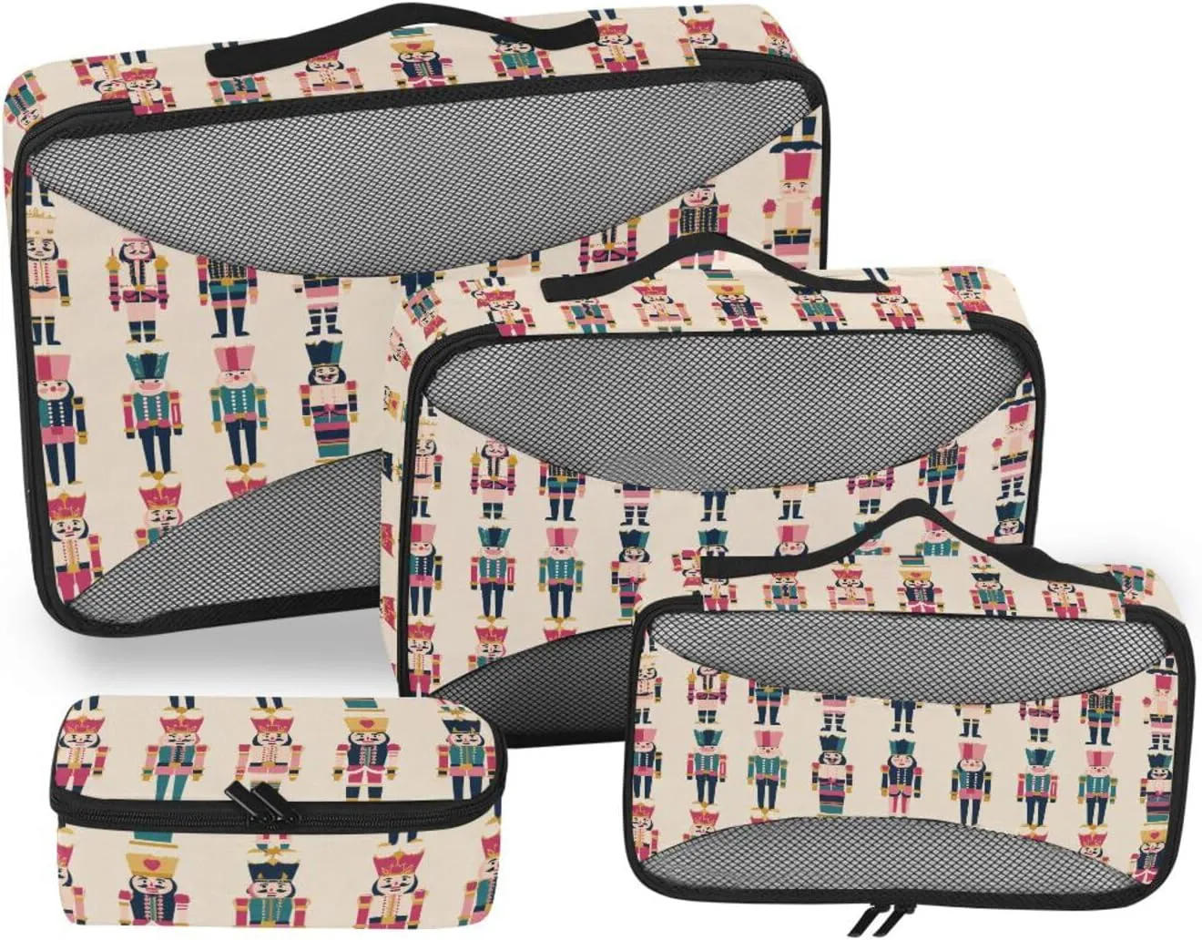 4 Pcs set organizer bags set Mesh Travel Essentials Boho Simple Style Nutcracker expandable cubes for packing