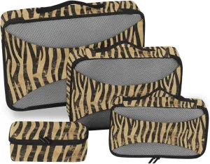 4 Pcs set organizers and storage Mesh Travel Essentials Boho Vintage Simplified Stripes portable cubes for diaper bag