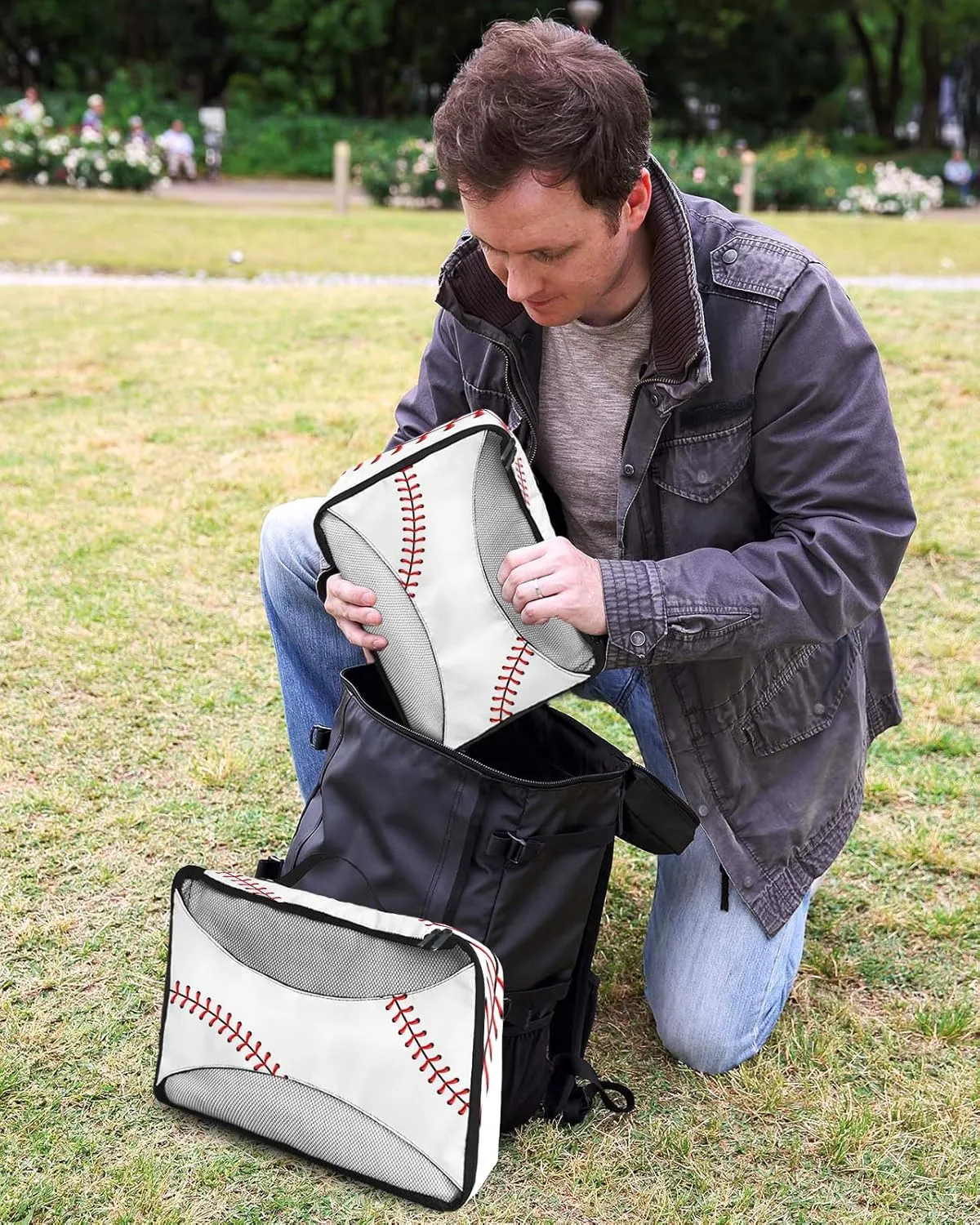 4 Set Packing Cubes - Baseball Packing Cubes for Carry on Suitcase Lightweight Travel Essential Bag for Clothes Shoes Cosmetics Toiletry